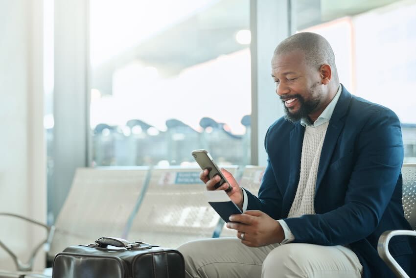 business traveller at airport